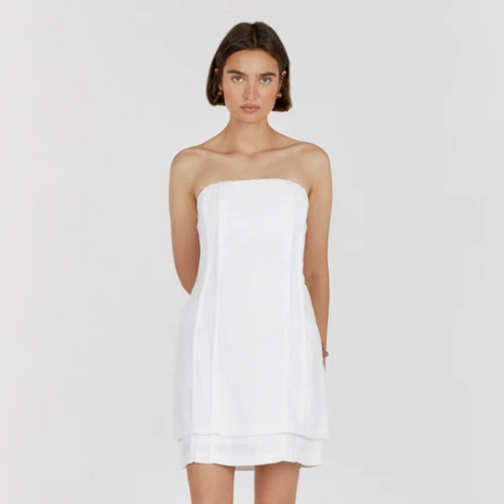 DISSH - DULCE WHITE LINEN MINI DRESS / White / US4